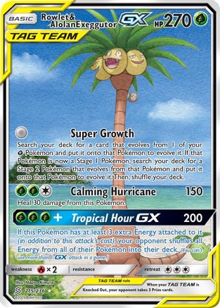 Rowlet & Alolan Exeggutor-GX 215/236 - Unified Minds Pokemon Holofoil - Single Cards