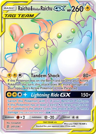 Raichu & Alolan Raichu-GX 241/236 - Unified Minds Pokemon Holofoil - Single Cards