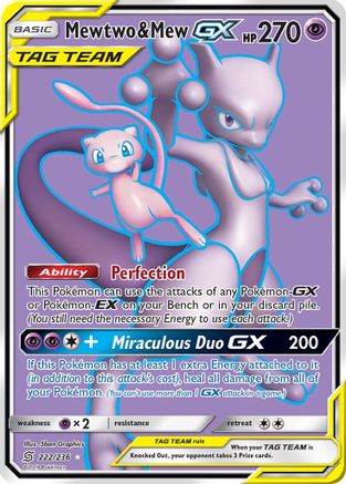 Mewtwo & Mew-GX 222/236 - Unified Minds Pokemon Holofoil - Single Cards