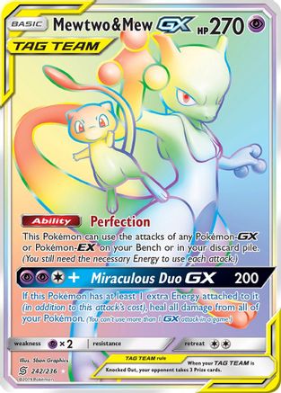 Mewtwo & Mew-GX 242/236 - Unified Minds Pokemon Holofoil - Single Cards