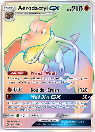 Aerodactyl-GX 244/236 - Unified Minds Pokemon Holofoil - Single Cards