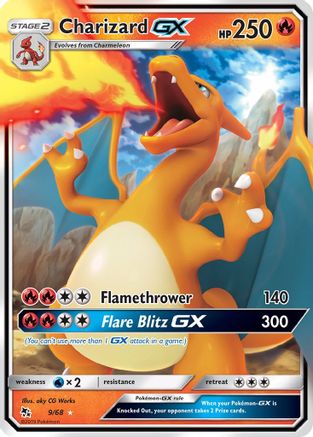Charizard-GX 9/68 - Hidden Fates Pokemon Holofoil - Single Cards