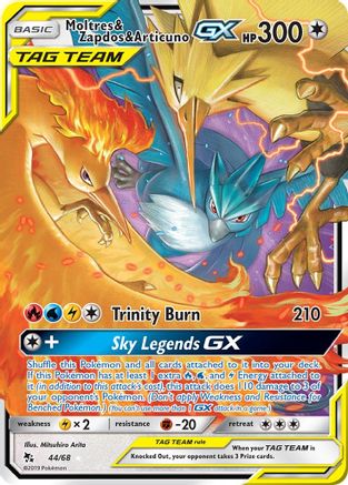 Moltres & Zapdos & Articuno-GX 44/68 - Hidden Fates Pokemon Holofoil - Single Cards