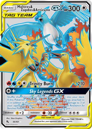 Moltres & Zapdos & Articuno-GX 66/68 - Hidden Fates Pokemon Holofoil - Single Cards
