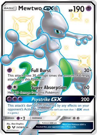 Mewtwo-GX SV59/94 - Shiny Vault Pokemon Holofoil - Single Cards