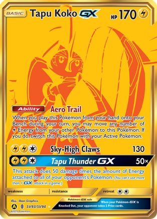 Tapu Koko-GX SV93/94 - Shiny Vault Pokemon Holofoil - Single Cards