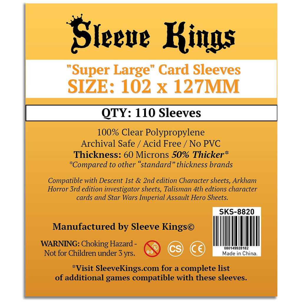 Sleeve Kings Board Game Sleeves Super Large 102mm x 127mm 110ct - Sleeves