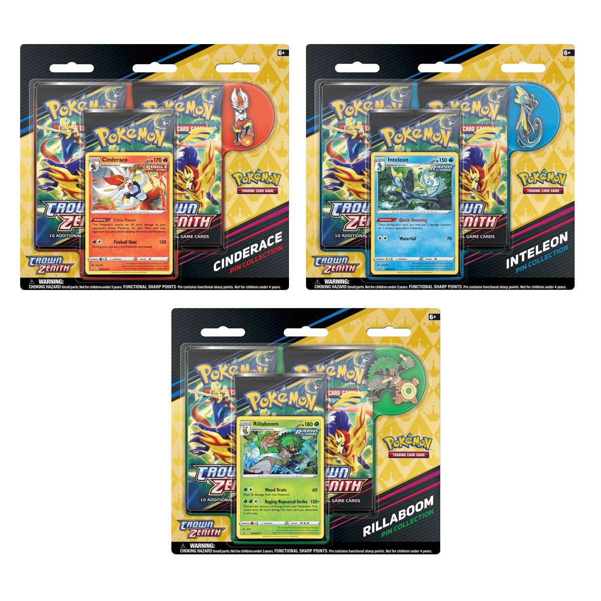 Crown Zenith Pin Blisters (Set of 3) Pokemon TCG - Trading Card Games
