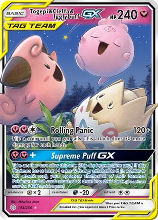 Togepi & Cleffa & Igglybuff-GX 143/236 - Cosmic Eclipse Pokemon Holofoil - Single Cards
