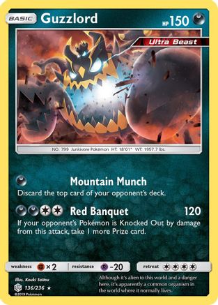 Guzzlord 136/236 - Cosmic Eclipse Pokemon Holofoil - Single Cards