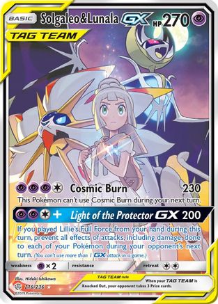 Solgaleo & Lunala-GX 216/236 - Cosmic Eclipse Pokemon Holofoil - Single Cards