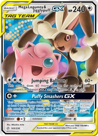 Mega Lopunny & Jigglypuff-GX 165/236 - Cosmic Eclipse Pokemon Holofoil - Single Cards