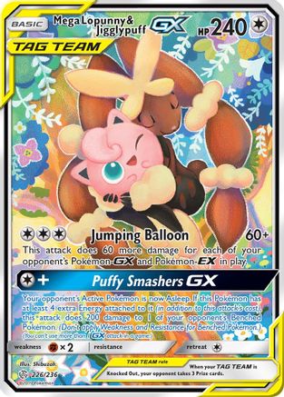 Mega Lopunny & Jigglypuff-GX 226/236 - Cosmic Eclipse Pokemon Holofoil - Single Cards