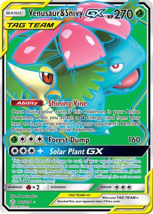 Venusaur & Snivy-GX 210/236 - Cosmic Eclipse Pokemon Holofoil - Single Cards
