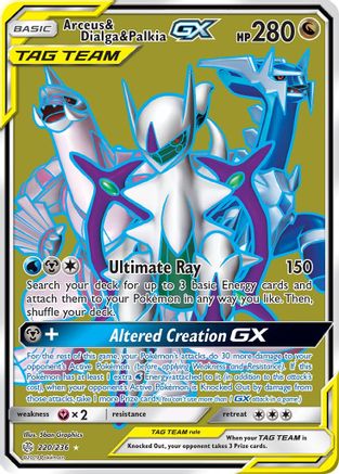 Arceus & Dialga & Palkia-GX 220/236 - Cosmic Eclipse Pokemon Holofoil - Single Cards