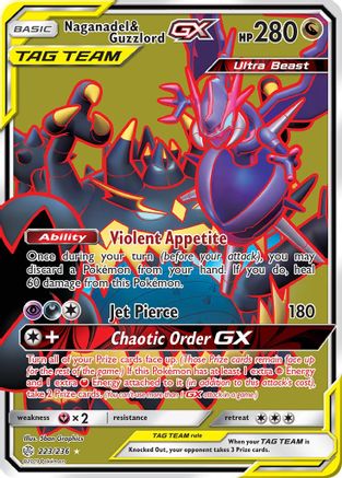 Naganadel & Guzzlord-GX 223/236 - Cosmic Eclipse Pokemon Holofoil - Single Cards