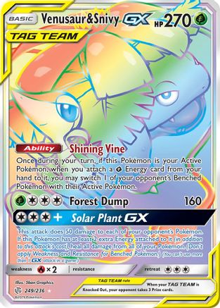 Venusaur & Snivy-GX 249/236 - Cosmic Eclipse Pokemon Holofoil - Single Cards