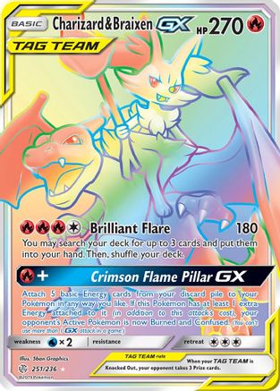 Charizard & Braixen-GX 251/236 - Cosmic Eclipse Pokemon Holofoil - Single Cards