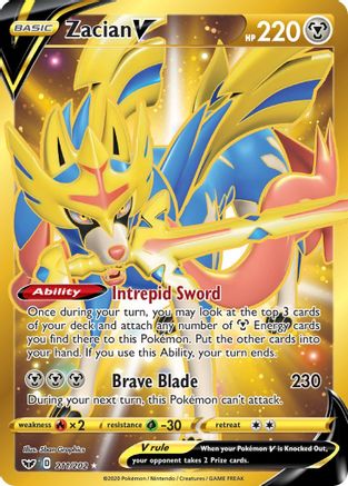 Zacian V (Secret) 211/202 - SWSH01 Sword & Shield Base Set Holofoil - Single Cards