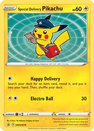 Special Delivery Pikachu - SWSH074 SWSH074/307 - SWSH Sword & Shield Promo Cards Holofoil - Single Cards