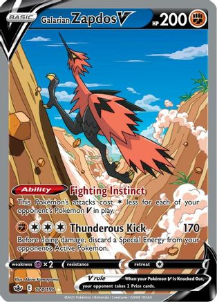 Galarian Zapdos V 174/198 - Pokemon Chilling Reign Holofoil - Single Cards