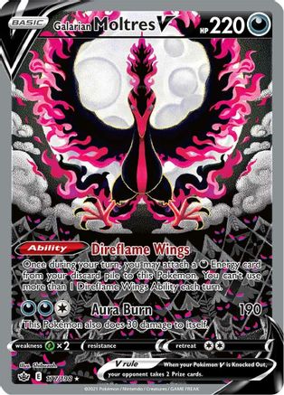 Galarian Moltres V 177/198 - Pokemon Chilling Reign Holofoil - Single Cards