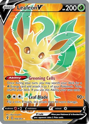 Leafeon V 166/203 - Pokemon Evolving Skies Holofoil - Single Cards