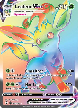 Leafeon VMAX 204/203 - Pokemon Evolving Skies Holofoil - Single Cards