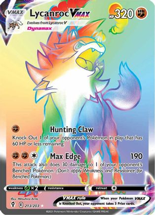 Lycanroc VMAX 213/203 - Pokemon Evolving Skies Holofoil - Single Cards
