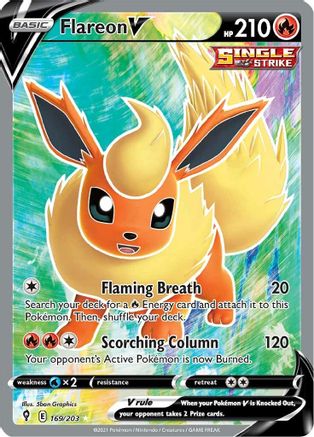 Flareon V 169/203 - Pokemon Evolving Skies Holofoil - Single Cards