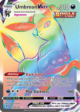 Umbreon VMAX 214/203 - Pokemon Evolving Skies Holofoil - Single Cards