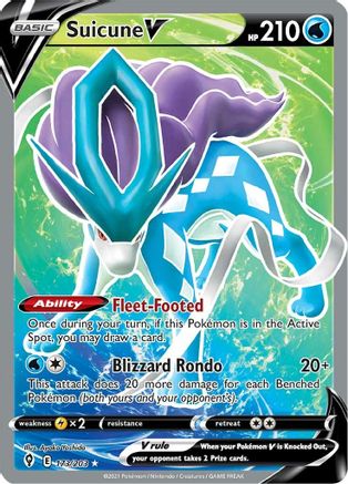 Suicune V 173/203 - Pokemon Evolving Skies Holofoil - Single Cards