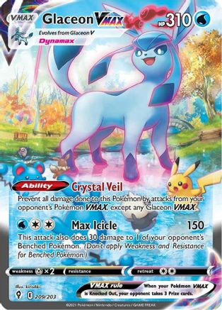 Glaceon VMAX 209/203 - Pokemon Evolving Skies Holofoil - Single Cards