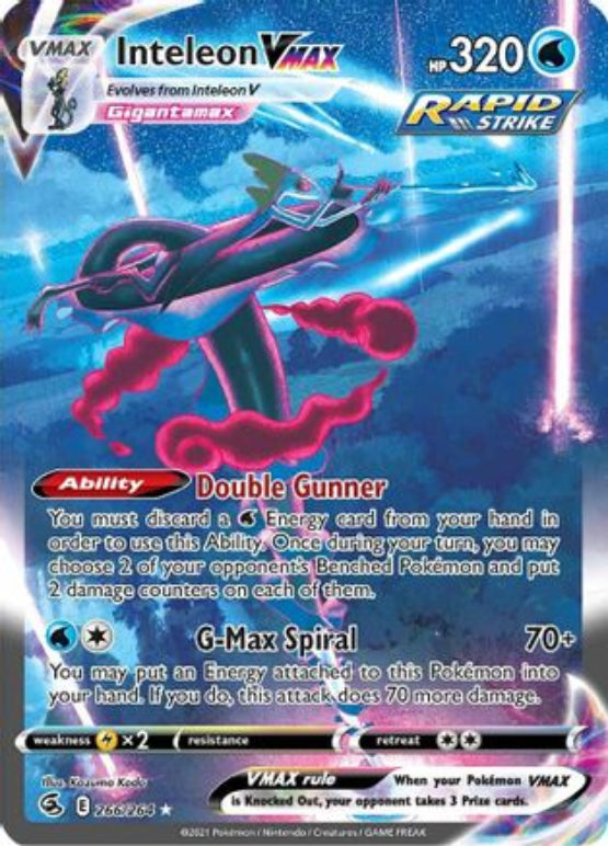 Inteleon VMAX (Alternate Art Secret) 266/264 - SWSH08 Fusion Strike Holofoil - Single Cards