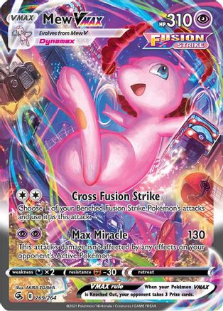Mew VMAX (Alternate Art Secret) 269/264 - SWSH08 Fusion Strike Holofoil - Single Cards