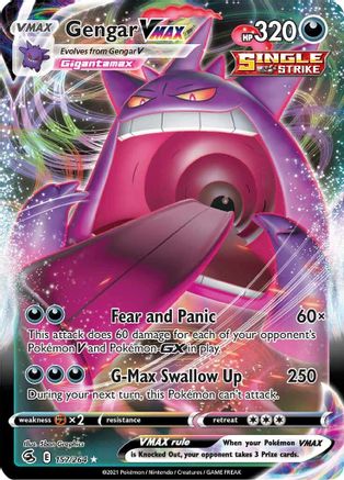 Gengar VMAX 157/264 - SWSH08 Fusion Strike Holofoil - Single Cards