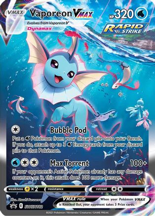 Vaporeon VMAX - SWSH182 SWSH182/307 - SWSH Sword & Shield Promo Cards Holofoil - Single Cards