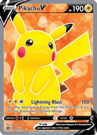 Pikachu V 157/172 - Pokemon Brilliant Stars Holofoil - Single Cards