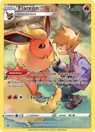 Flareon TG01/30 - SWSH09 Brilliant Stars Trainer Gallery Holofoil - Single Cards