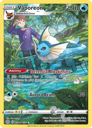Vaporeon TG02/30 - SWSH09 Brilliant Stars Trainer Gallery Holofoil - Single Cards