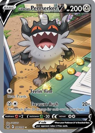 Galarian Perrserker V 184/196 - Pokemon Lost Origin Holofoil - Single Cards