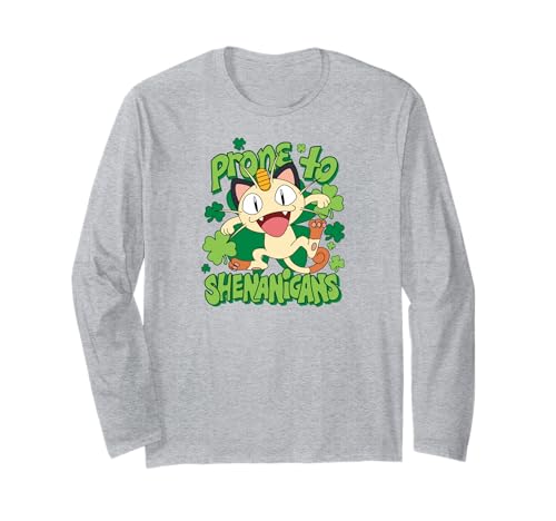 Pokémon - Meowth - Prone to Shenanigans - St Patrick's Day Long Sleeve T-Shirt