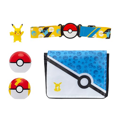 Pokémon Pikachu Clip ‘N’ Go Bandolier Set - 2-Inch Pikachu Battle Figure with Poke Ball and Fast Ball Plus Themed Belt and Bandolier - 9