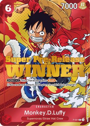 Monkey.D.Luffy (Super Pre-Release) [Winner] (P-001) - One Piece Promotion Cards - Single Cards