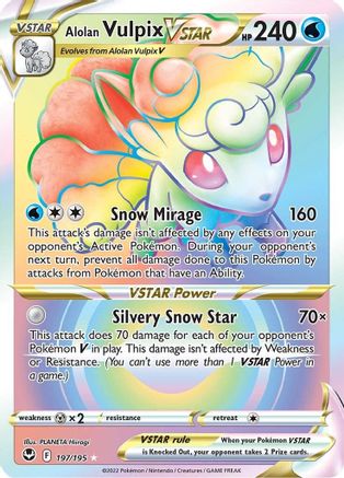 Alolan Vulpix VSTAR 197/195 - Pokemon Silver Tempest Holofoil - Single Cards