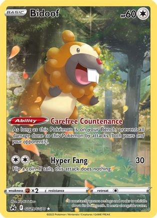 Bidoof GG29/70 - Crown Zenith Galarian Gallery Holofoil - Single Cards