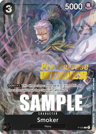 Smoker (Pre-Release) [Winner] (P-025) - One Piece Promotion Cards - Single Cards