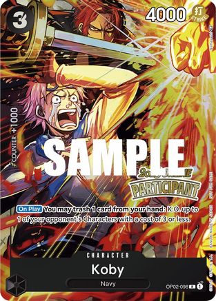 Koby (Online Regional 2023) [Participant] (OP02-098) - One Piece Promotion Cards - Single Cards