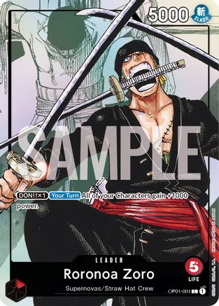 Roronoa Zoro - OP01-001 (Alternate Art) (OP01-001) - One Piece Promotion Cards - Single Cards