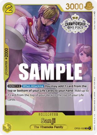 Sanji (Store Championship Participation Pack Vol. 2) (OP03-102) - One Piece Promotion Cards - Single Cards